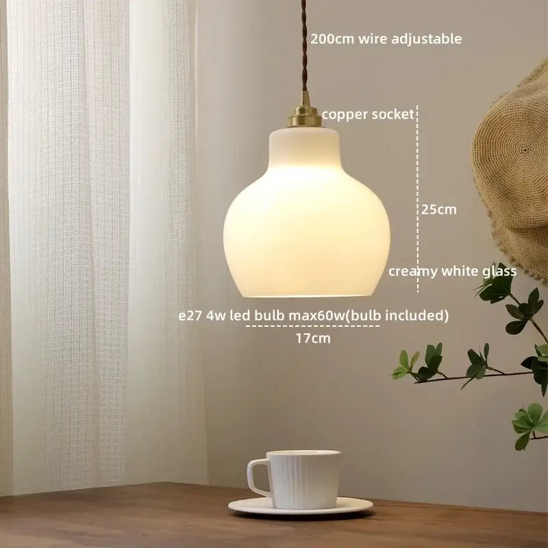 DecorBites™ Amber Glass LED Pendant Light - Nordic Modern Copper Suspension Luminaire for Home