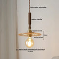 DecorBites™ Amber Glass LED Pendant Light with Walnut Handle for Dining Living Room