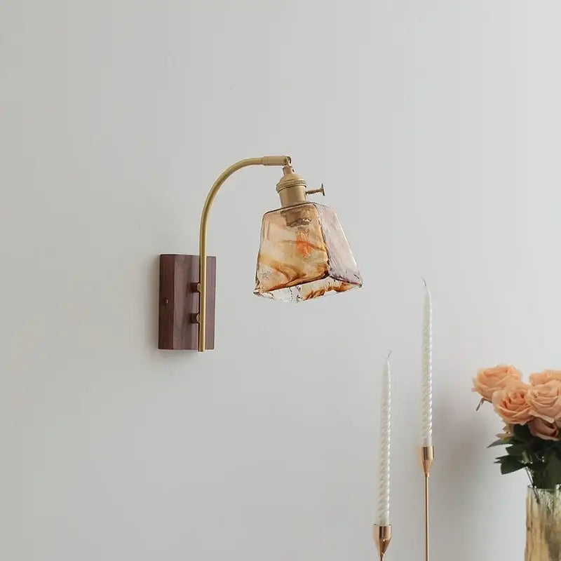 DecorBites™ Amber Glass LED Wall Lamp for Modern Nordic Home Decor