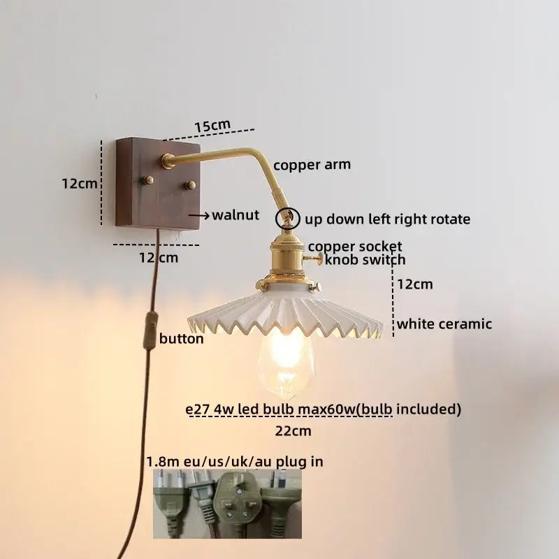 DecorBites™ Amber Glass LED Wall Lamp for Modern Nordic Home Decor