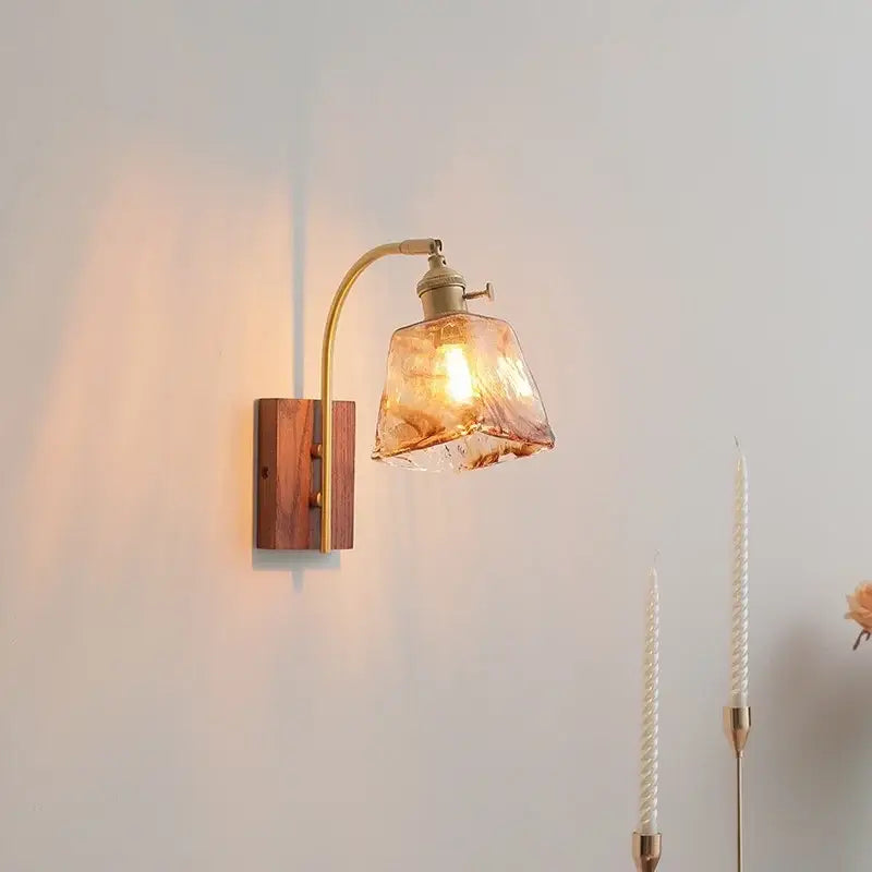DecorBites™ Amber Glass LED Wall Lamp for Modern Nordic Home Decor