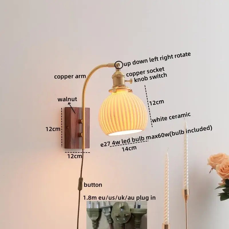 DecorBites™ Amber Glass LED Wall Lamp for Modern Nordic Home Decor