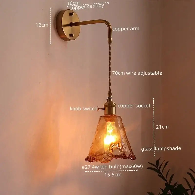DecorBites™ Amber Glass LED Wall Lamps for Living Room and Bathroom Mirror Lighting