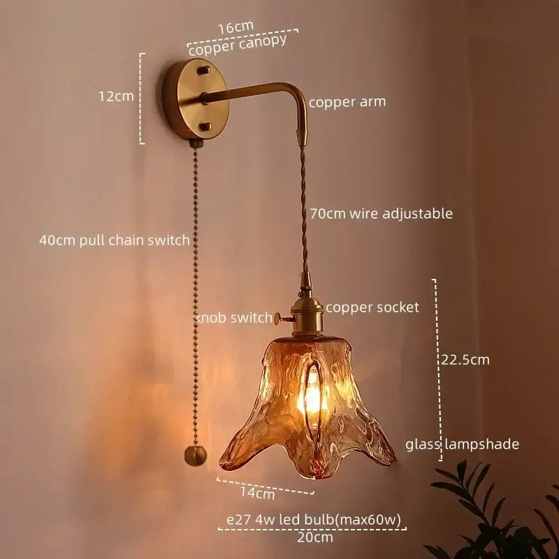 DecorBites™ Amber Glass LED Wall Lamps for Living Room and Bathroom Mirror Lighting