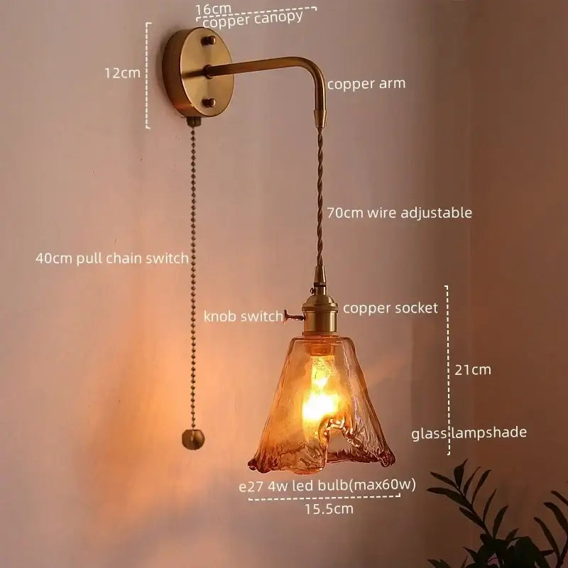 DecorBites™ Amber Glass LED Wall Lamps for Living Room and Bathroom Mirror Lighting