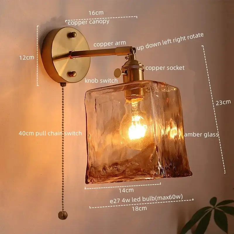 DecorBites™ Amber Glass LED Wall Lamps for Living Room and Bathroom Mirror Lighting