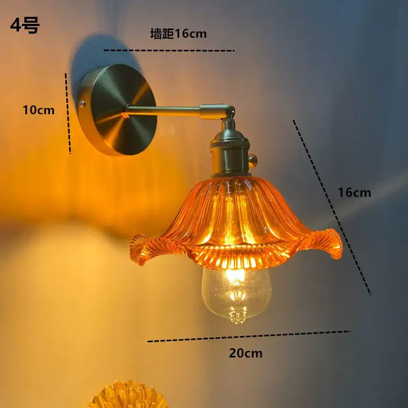 DecorBites™ Amber Glass LED Wall Light Fixtures On/Off Switch Nordic Modern Sconce