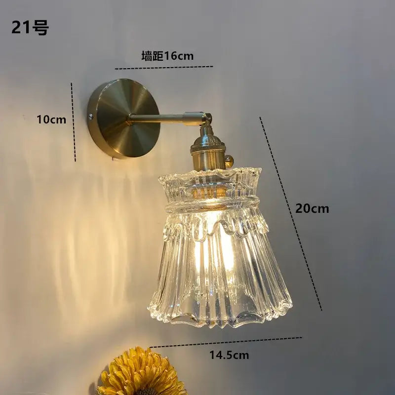 DecorBites™ Amber Glass LED Wall Light Fixtures On/Off Switch Nordic Modern Sconce
