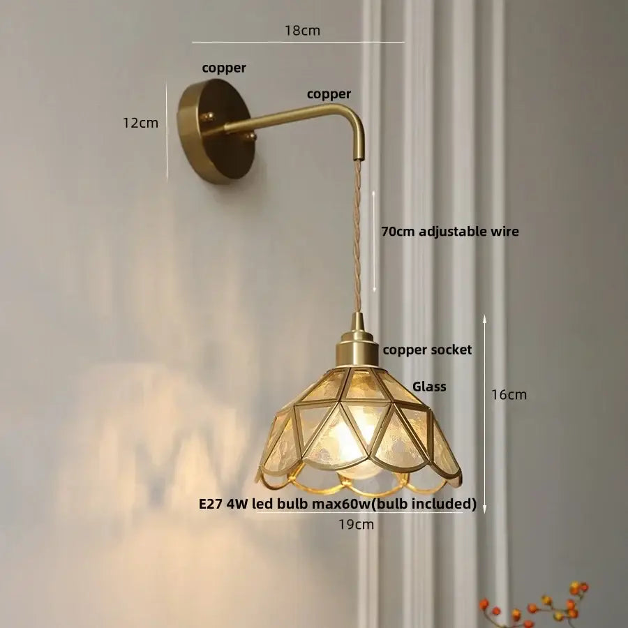 DecorBites™ Amber Glass LED Wall Light for Bedroom & Staircase - Modern Nordic Plug-In Fixture