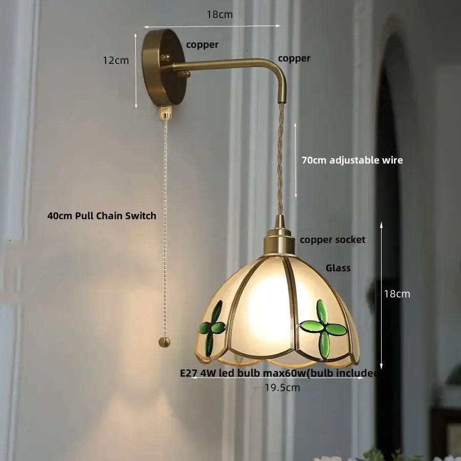 DecorBites™ Amber Glass LED Wall Light for Bedroom & Staircase - Modern Nordic Plug-In Fixture