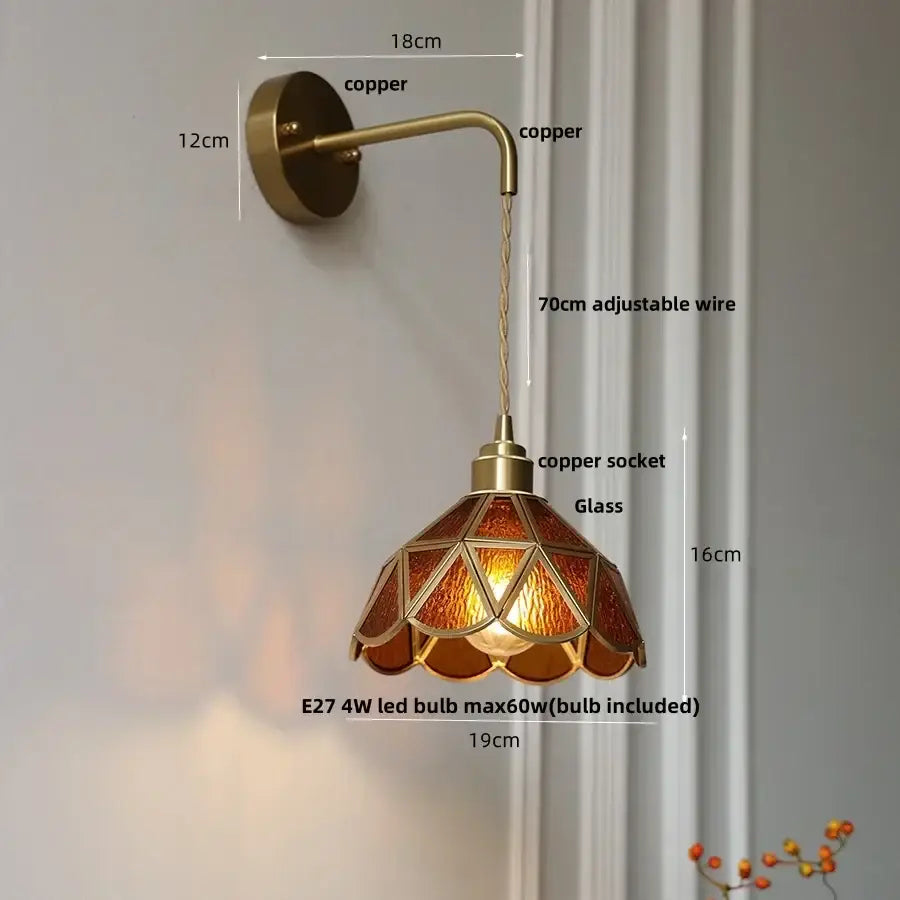 DecorBites™ Amber Glass LED Wall Light for Bedroom & Staircase - Modern Nordic Plug-In Fixture
