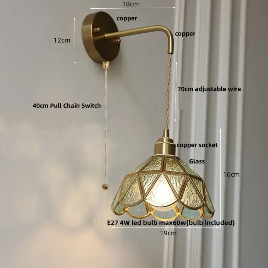 DecorBites™ Amber Glass LED Wall Light for Bedroom & Staircase - Modern Nordic Plug-In Fixture