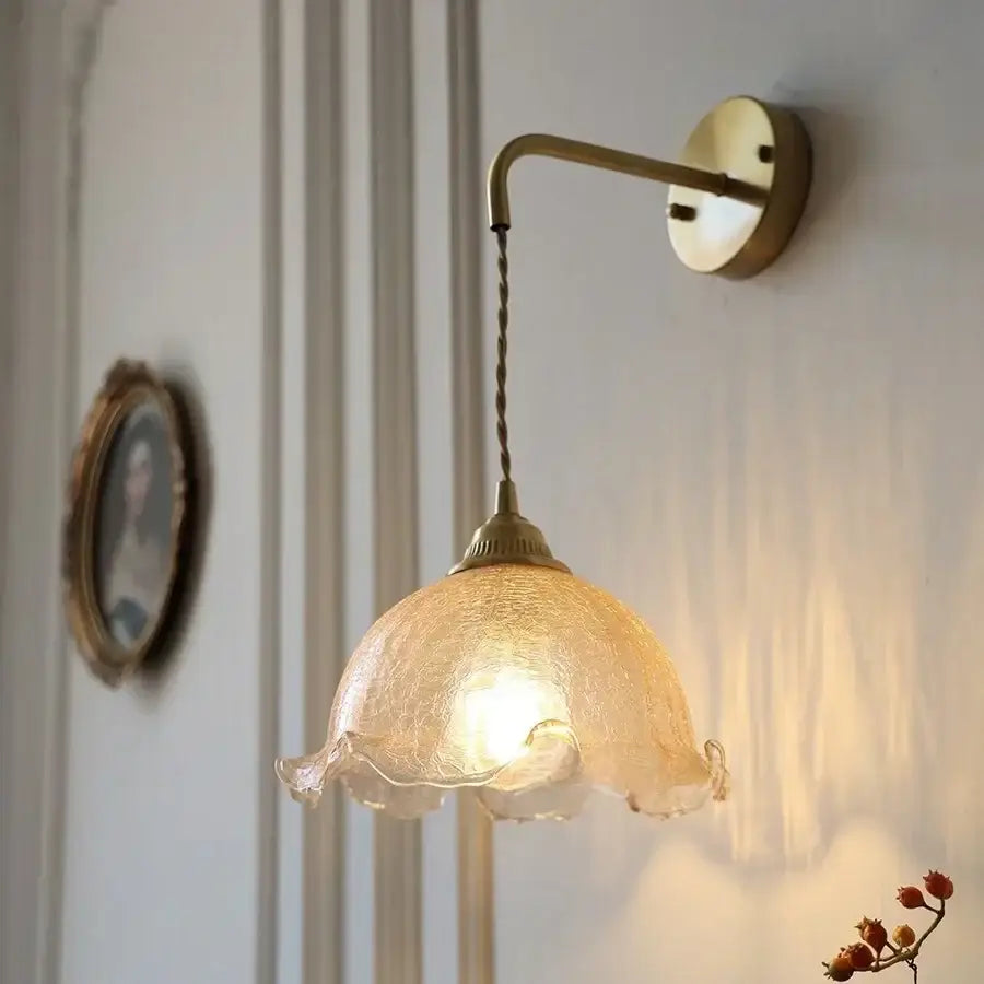 DecorBites™ Amber Glass LED Wall Lights Modern Plug In Adjustable Sconce for Home Décor