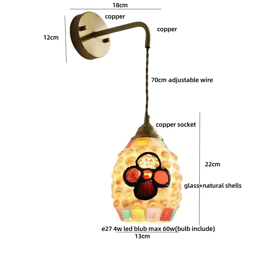 DecorBites™ Amber Glass LED Wall Lights Modern Plug In Adjustable Sconce for Home Décor