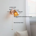 DecorBites™ Amber Glass LED Wall Sconce with Pull Chain Switch, Nordic Modern Wood Stair Light