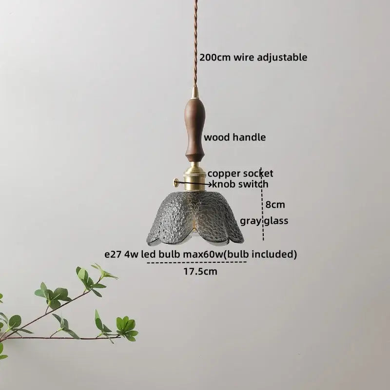 DecorBites™ Amber Glass Pendant Lamps Copper Modern Hanging Lights for Living Dining Bedroom