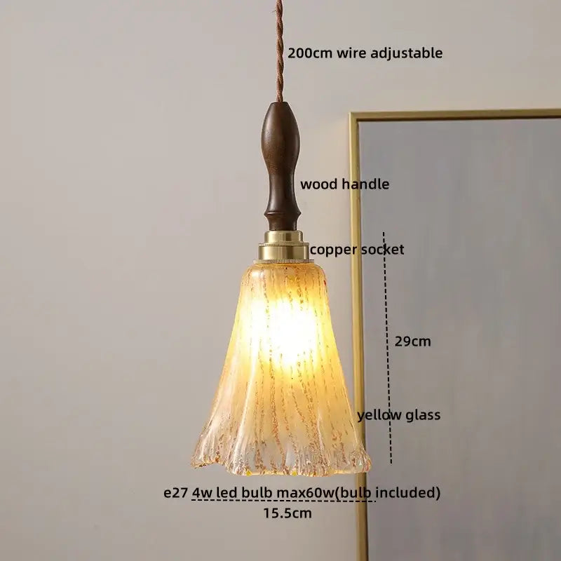 DecorBites™ Amber Glass Pendant Lamps Copper Modern Hanging Lights for Living Dining Bedroom