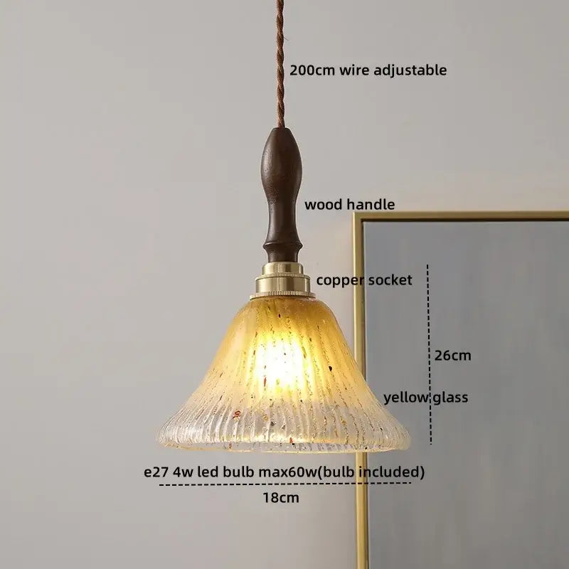 DecorBites™ Amber Glass Pendant Lamps Copper Modern Hanging Lights for Living Dining Bedroom