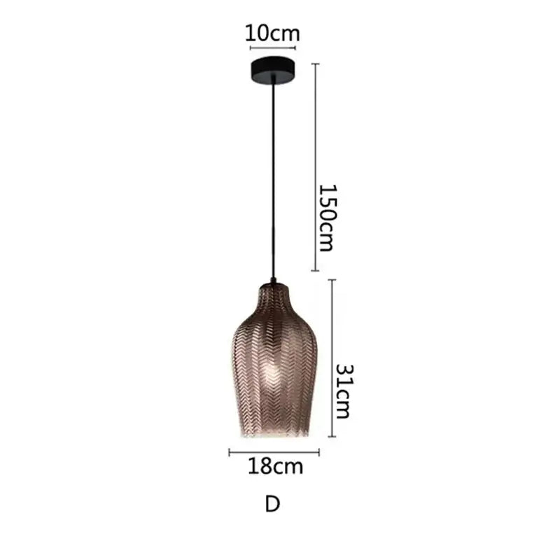 DecorBites™ مصابيح متدلية زجاجية كهرمانية للمطبخ والمطعم وغرفة النوم - E27 وحدات إنارة
