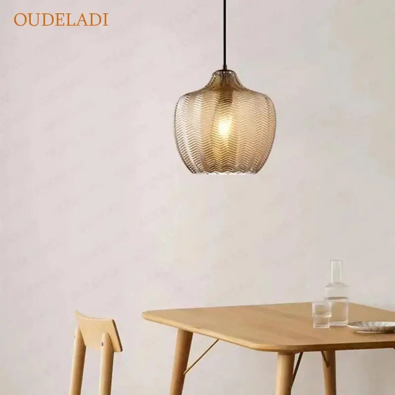 DecorBites™ مصابيح متدلية زجاجية كهرمانية للمطبخ والمطعم وغرفة النوم - E27 وحدات إنارة