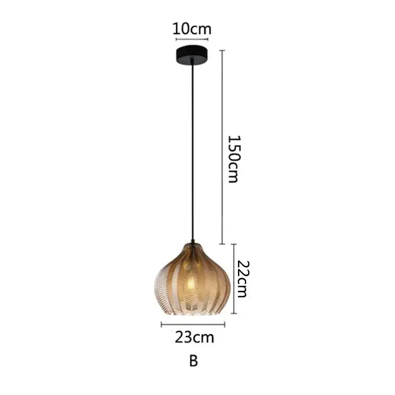 DecorBites™ مصابيح متدلية زجاجية كهرمانية للمطبخ والمطعم وغرفة النوم - E27 وحدات إنارة