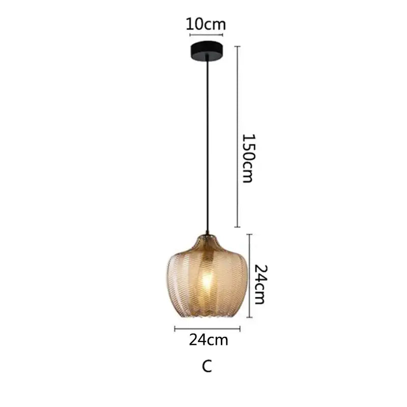 DecorBites™ مصابيح متدلية زجاجية كهرمانية للمطبخ والمطعم وغرفة النوم - E27 وحدات إنارة