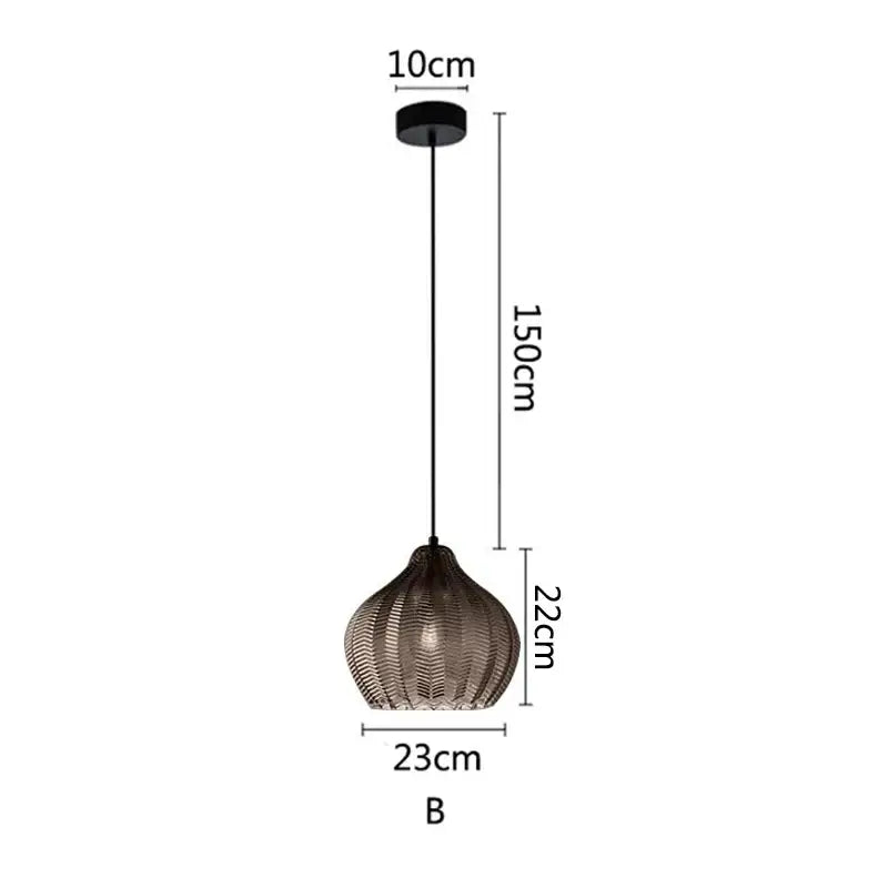 DecorBites™ مصابيح متدلية زجاجية كهرمانية للمطبخ والمطعم وغرفة النوم - E27 وحدات إنارة