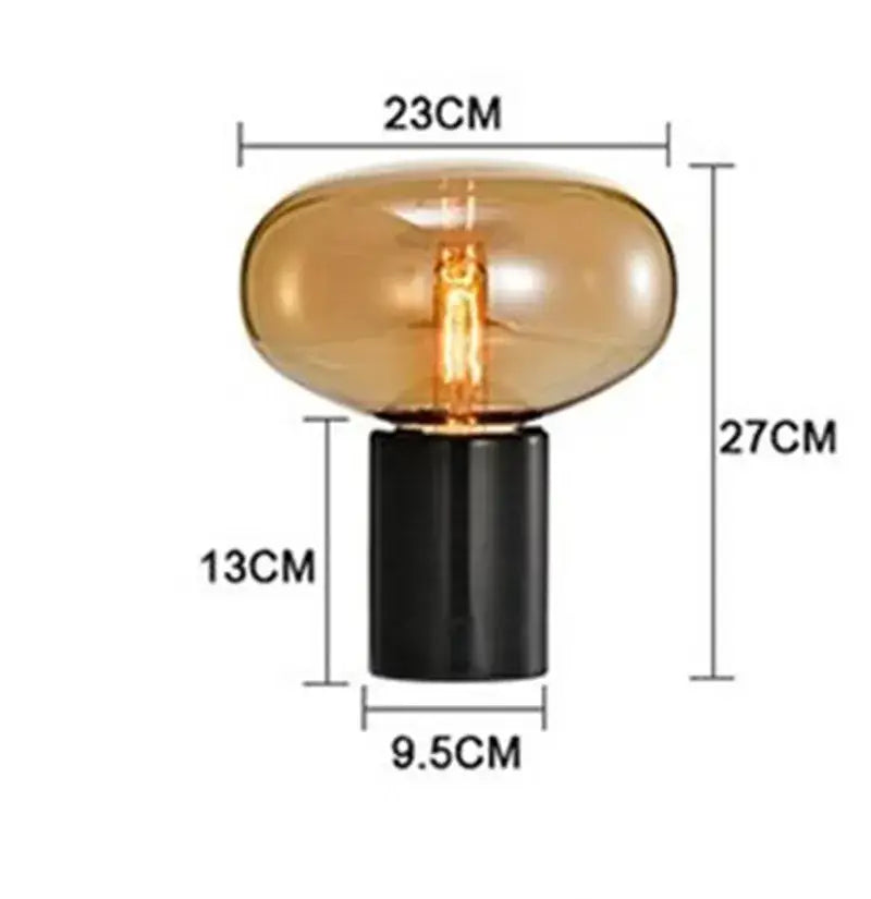 DecorBites™ Amber Glass Table Lamp for Modern Living Spaces