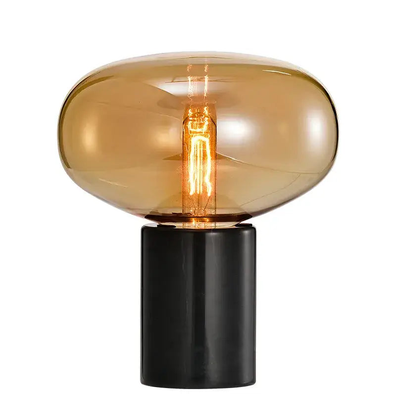 DecorBites™ Amber Glass Table Lamp for Modern Living Spaces