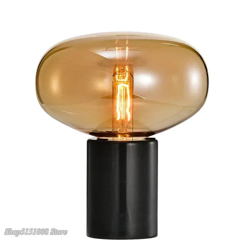 DecorBites™ Amber Glass Table Lamp for Modern Living Spaces