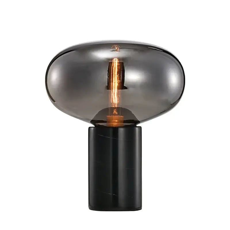 DecorBites™ Amber Glass Table Lamp for Modern Living Spaces