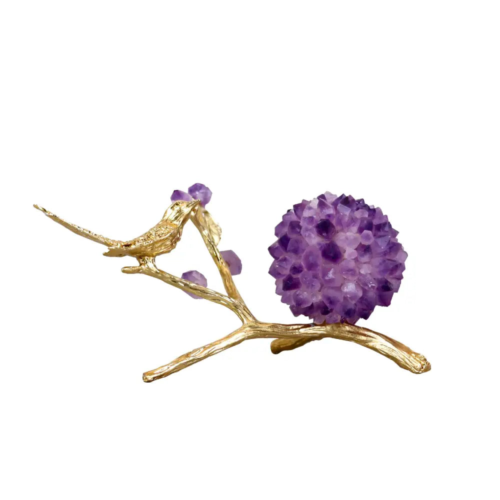 DecorBites™ Amethyst Flower Ball Bird Sculpture Desk Decoration