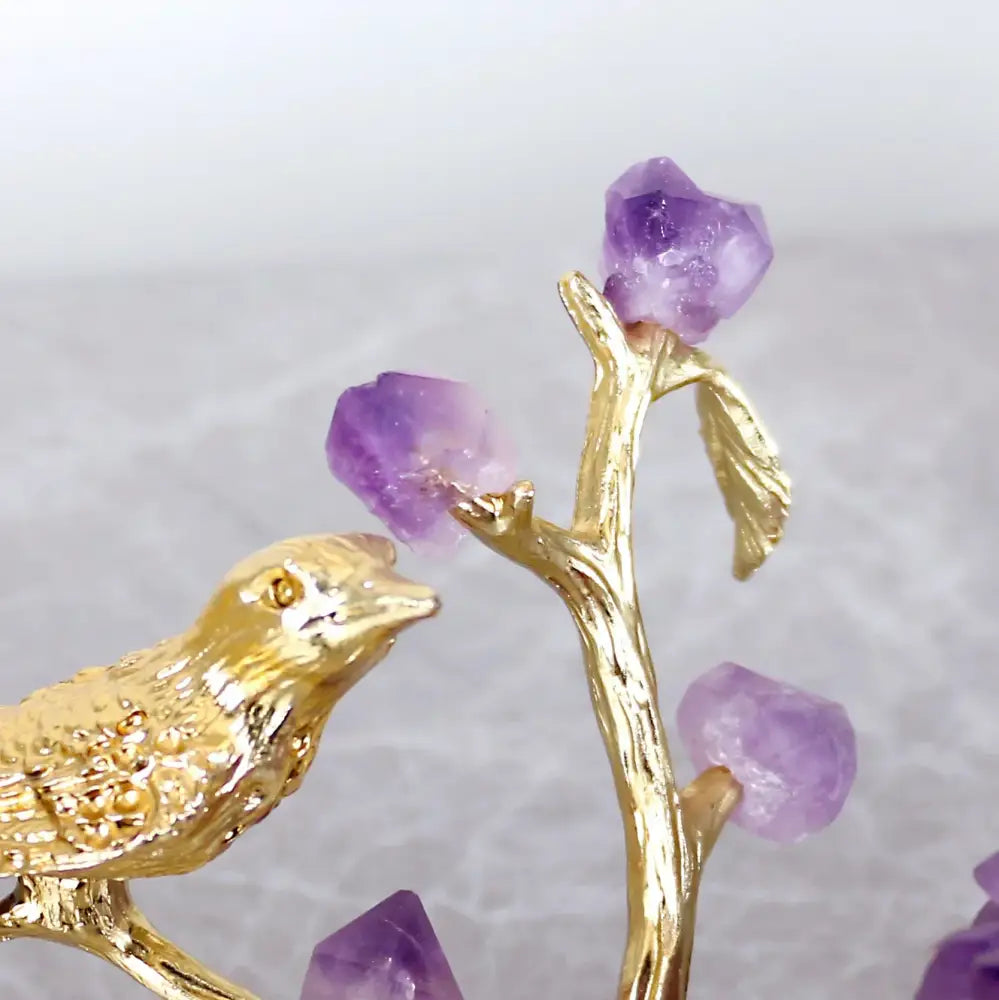 DecorBites™ Amethyst Flower Ball Bird Sculpture Desk Decoration