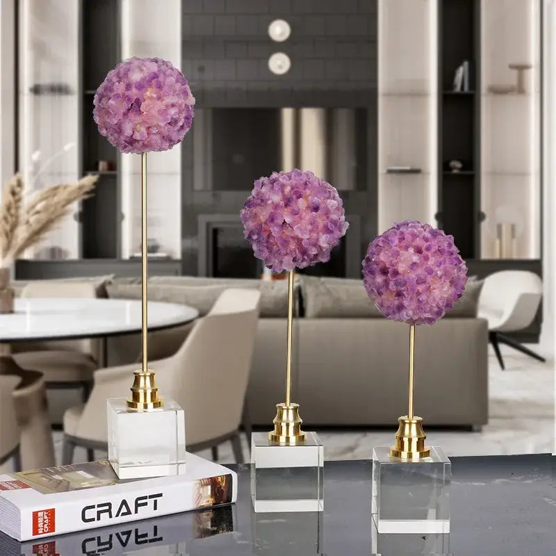 DecorBites™ Amethyst Flower Metal Sculpture for Decorative Handicraft Art