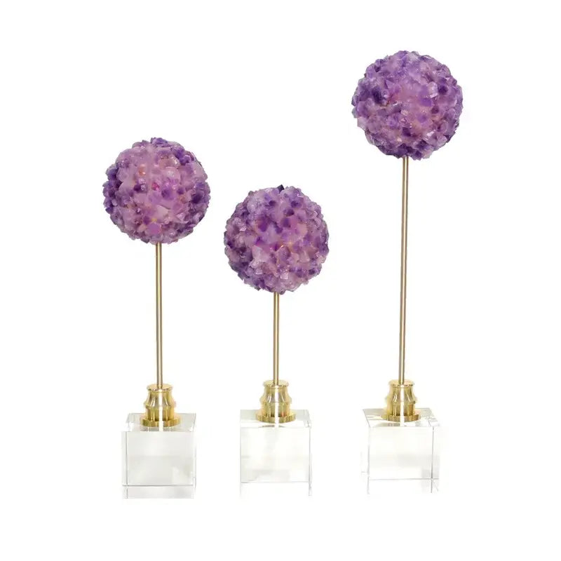 DecorBites™ Amethyst Flower Metal Sculpture for Decorative Handicraft Art