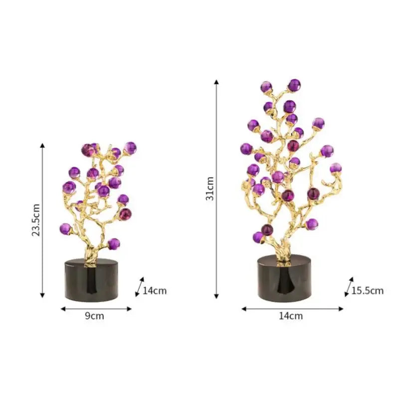 DecorBites™ Amethyst Tree Metal Grapevine Statue Crystal Grape Home Decor