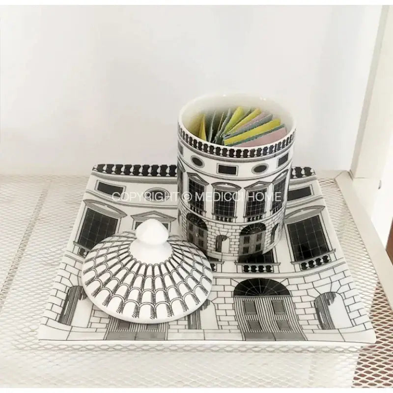 DecorBites™ Ancient Roman Architecture Ceramic Incense Candlestick Luxury Home Ornament