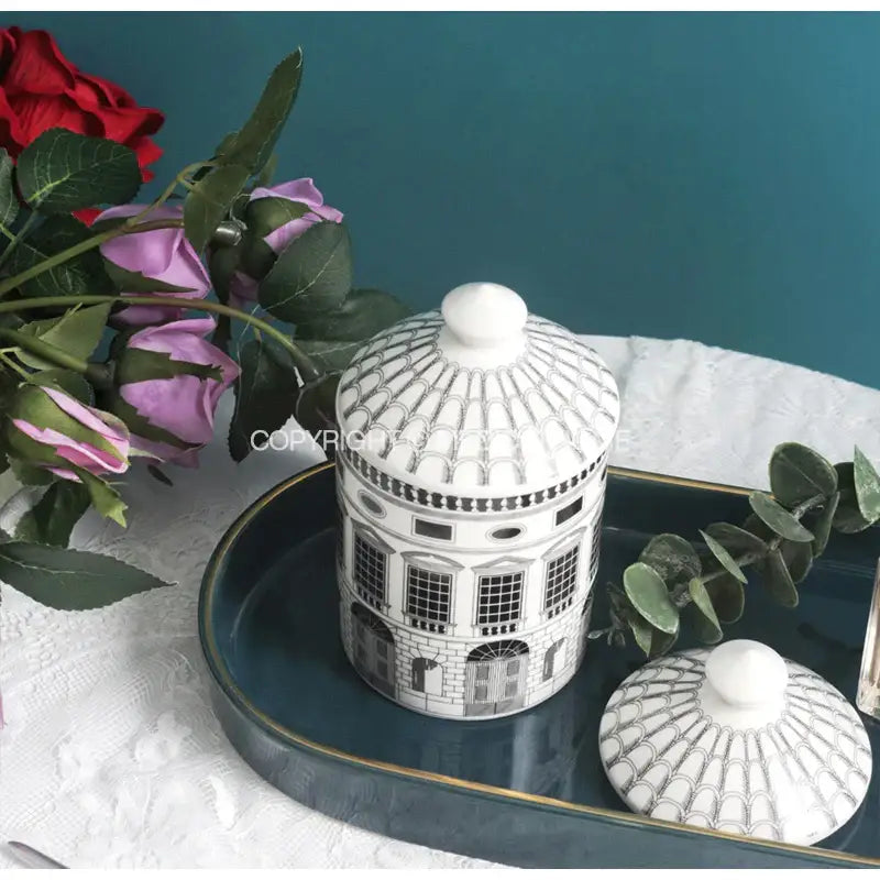 DecorBites™ Ancient Roman Architecture Ceramic Incense Candlestick Luxury Home Ornament