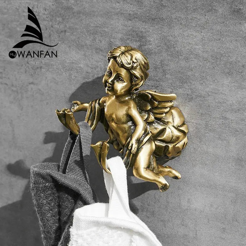 DecorBites™ Angel Brass Towel Hook for Bathroom & Garage Wall Mounted