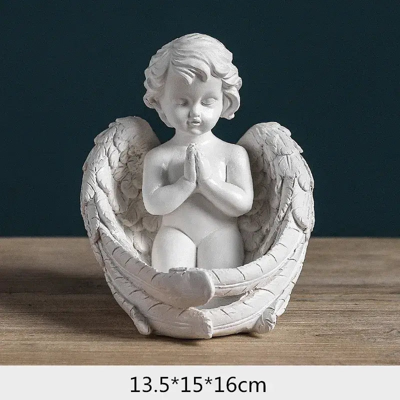 DecorBites™ Angel Girl Resin Figurine for Modern Home Decor and Gift Giving
