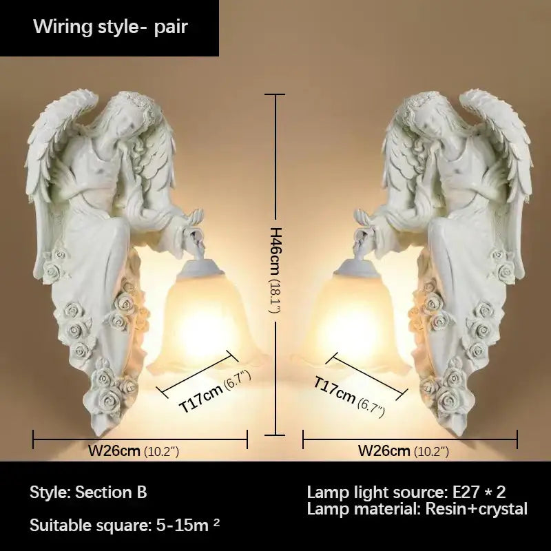 DecorBites™ Angel Indoor Wall Light LED Gold Resin Sconce for Home Decor