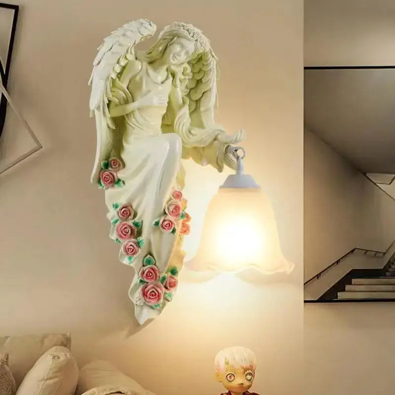 DecorBites™ Angel Indoor Wall Light LED Gold Resin Sconce for Home Decor