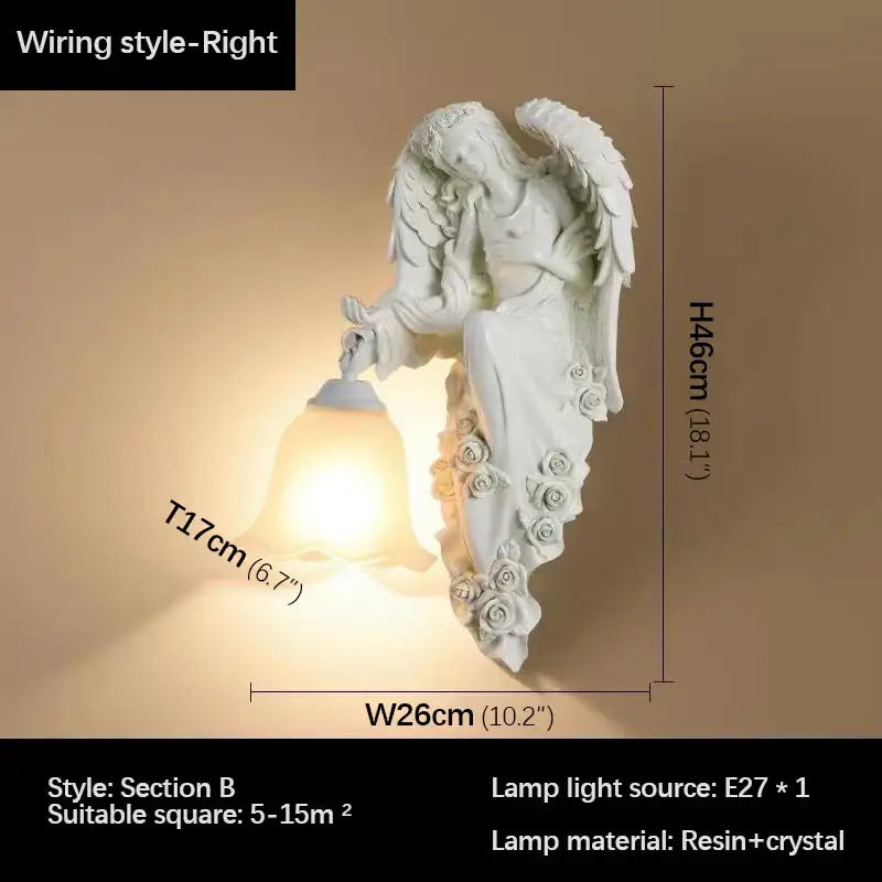 DecorBites™ Angel Indoor Wall Light LED Gold Resin Sconce for Home Decor