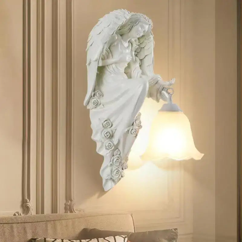 DecorBites™ Angel Indoor Wall Light LED Gold Resin Sconce for Home Decor