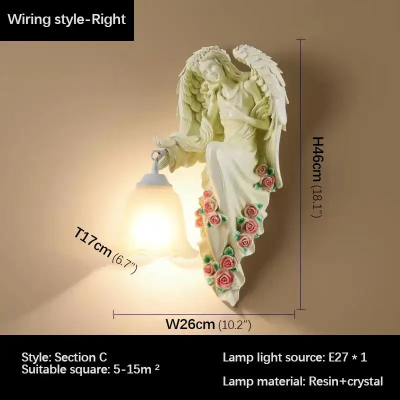 DecorBites™ Angel Indoor Wall Light LED Gold Resin Sconce for Home Decor