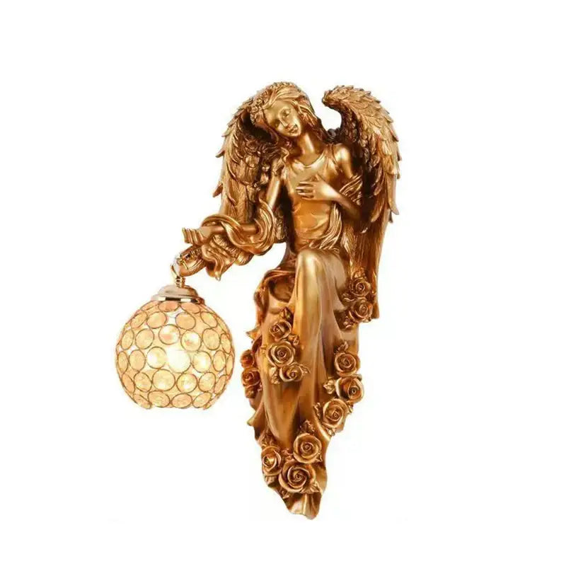 DecorBites™ Angel Indoor Wall Light LED Gold Resin Sconce for Home Decor