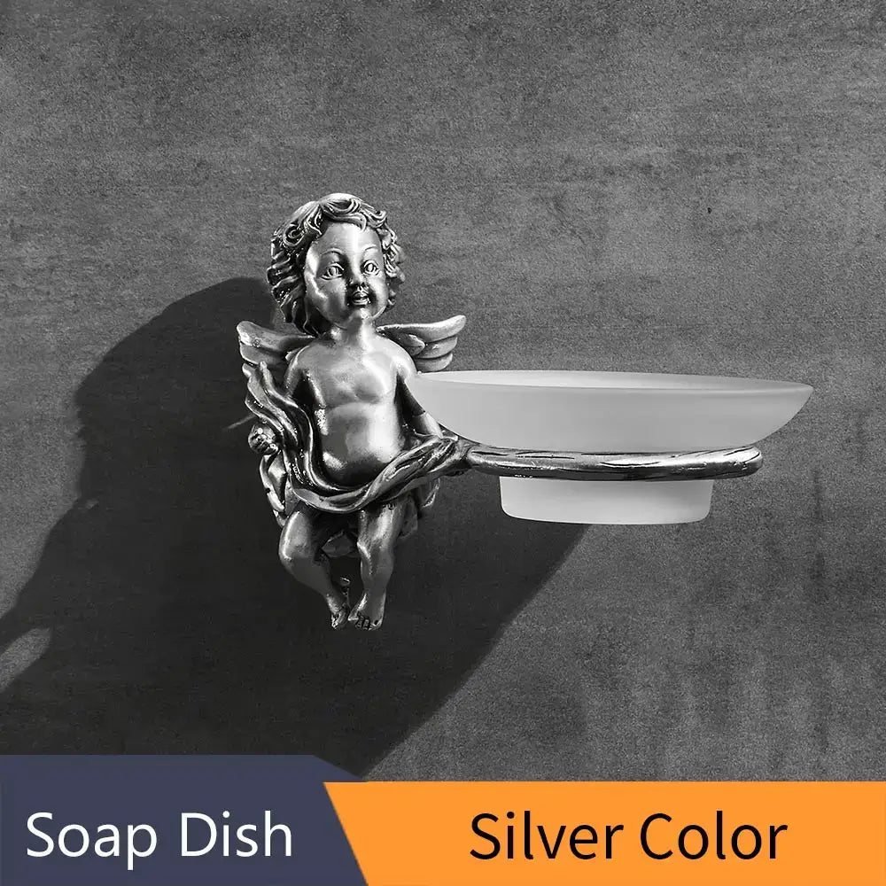 DecorBites™ Angel Style Gold Soap Dish Holder for Bathroom Wall Mounted