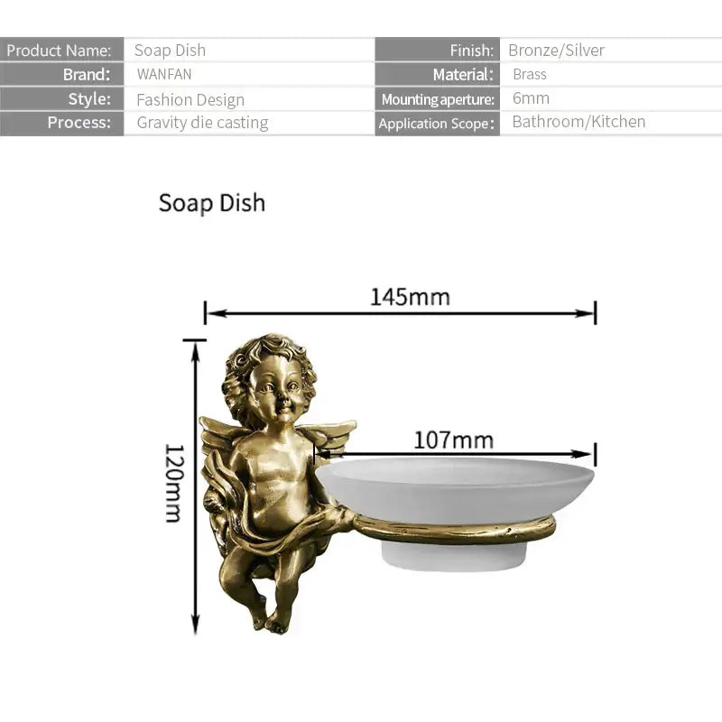 DecorBites™ Angel Style Gold Soap Dish Holder for Bathroom Wall Mounted