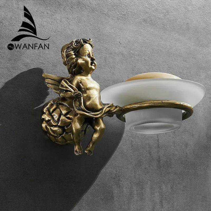 DecorBites™ Angel Style Gold Soap Dish Holder for Bathroom Wall Mounted