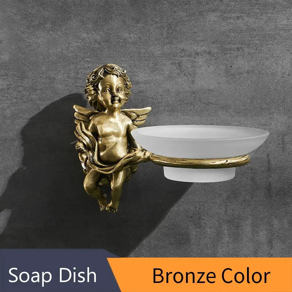 DecorBites™ Angel Style Gold Soap Dish Holder for Bathroom Wall Mounted